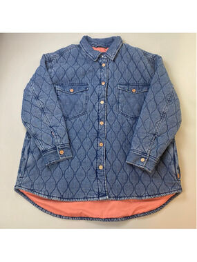 Pepe Jeans Jacket Quilted Denim Womens XXL Blue Pink Utility Chore Gorpcore Lite
